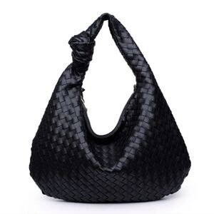 Urban Expressions Vanessa Hobo Black Woven Vegan Leather